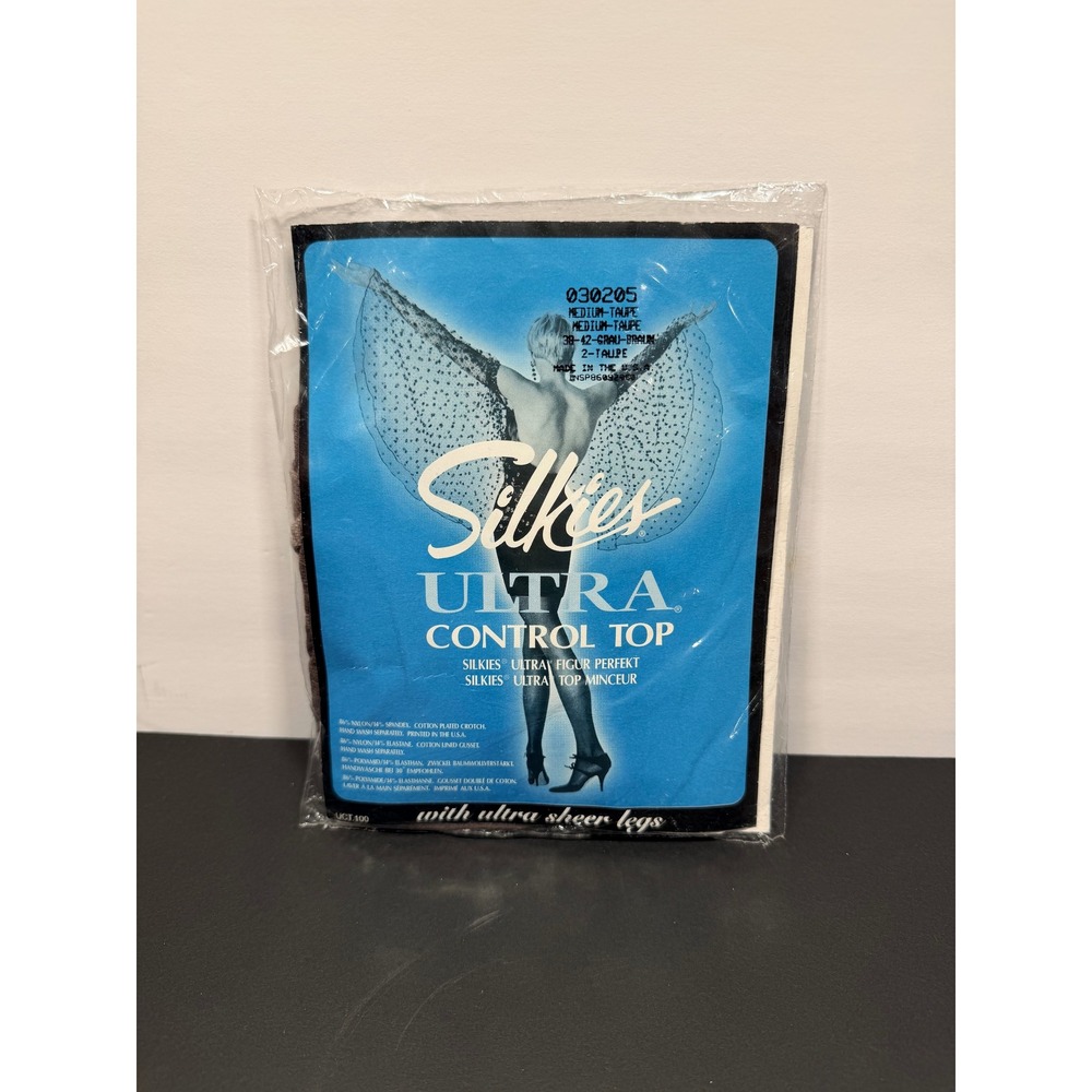 Silkies Ultra Control Top Pantyhose Medium Taupe Sheer Legs Vintage 030205 New
